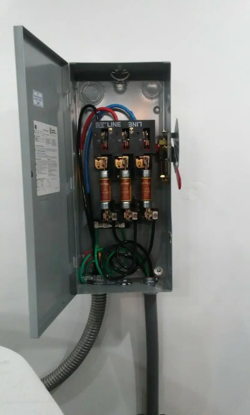 Three-phase disconnect switch installed for Smoke Detector Installation in Plymouth